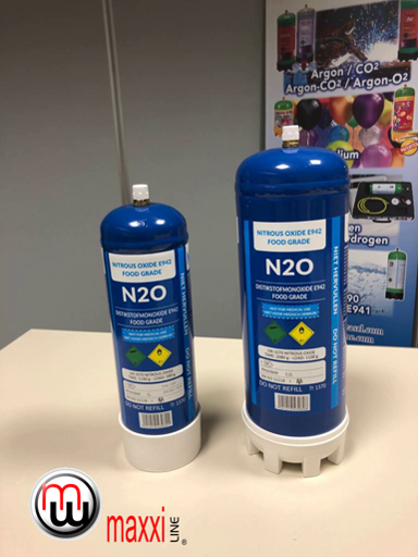 MaxxiLine N2O Nitrous Oxyde E942 Food Grade Disposable Cylinders